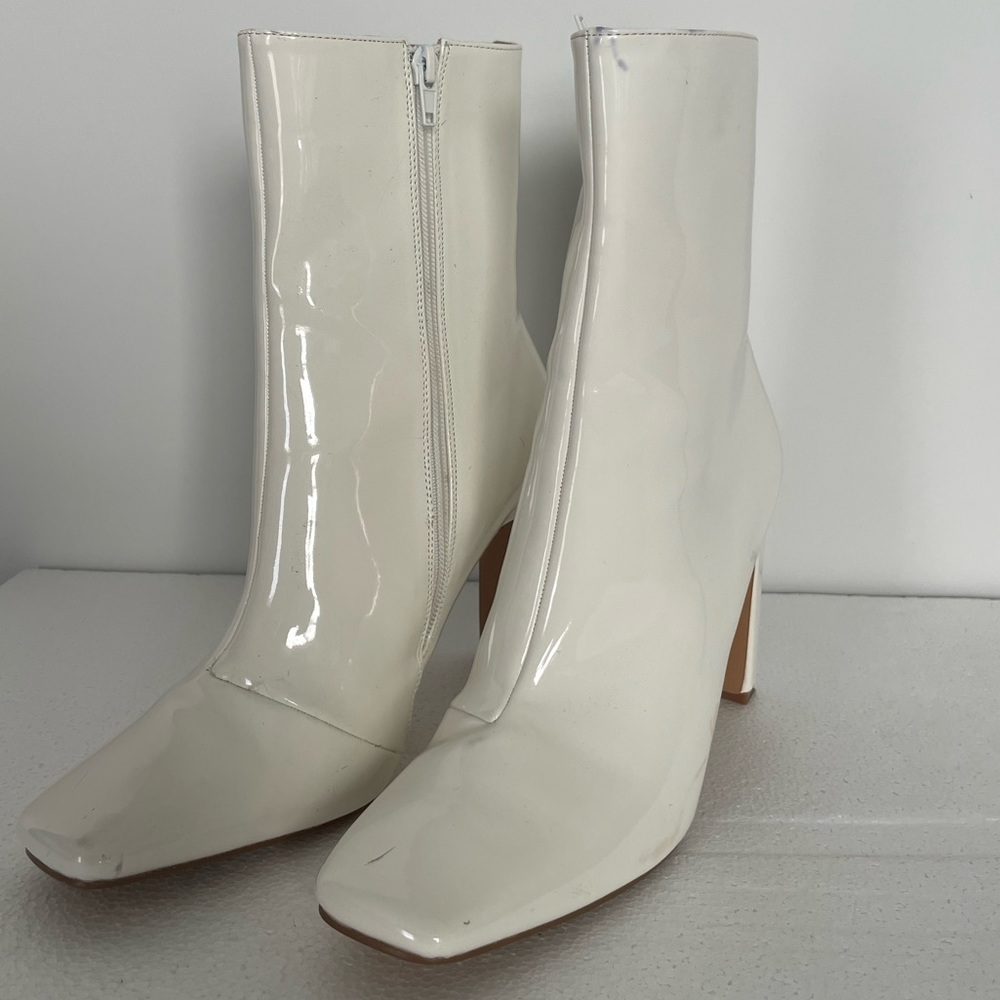 White Faux Leather Booties - Picture 6 of 9